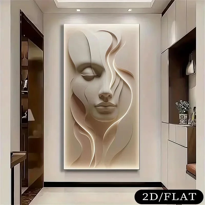 Abstract Face Canvas Print | Soft Pink Modern Wall Art | FBA Vibes