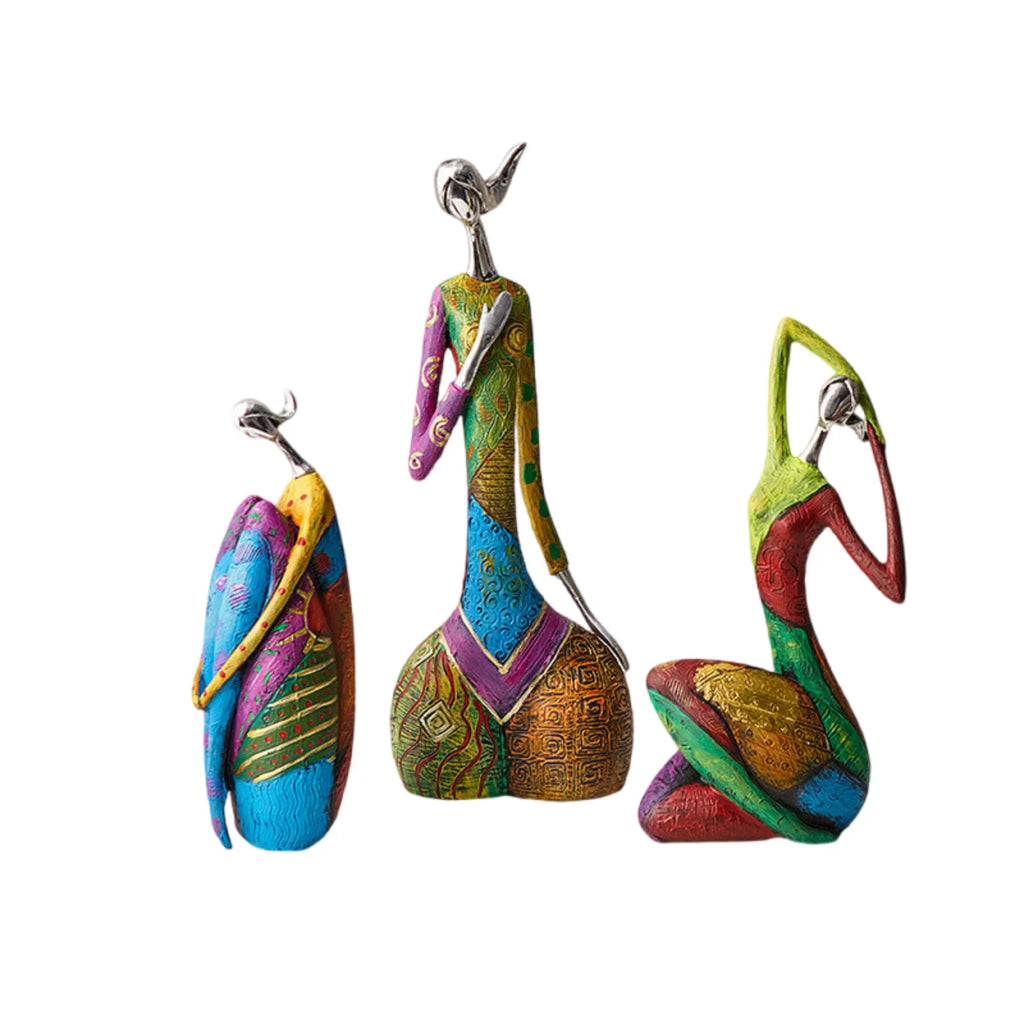 Abstract Female Sculpture | Hand-Painted Resin Art Figurine for Living Room, Desk & Home Decor