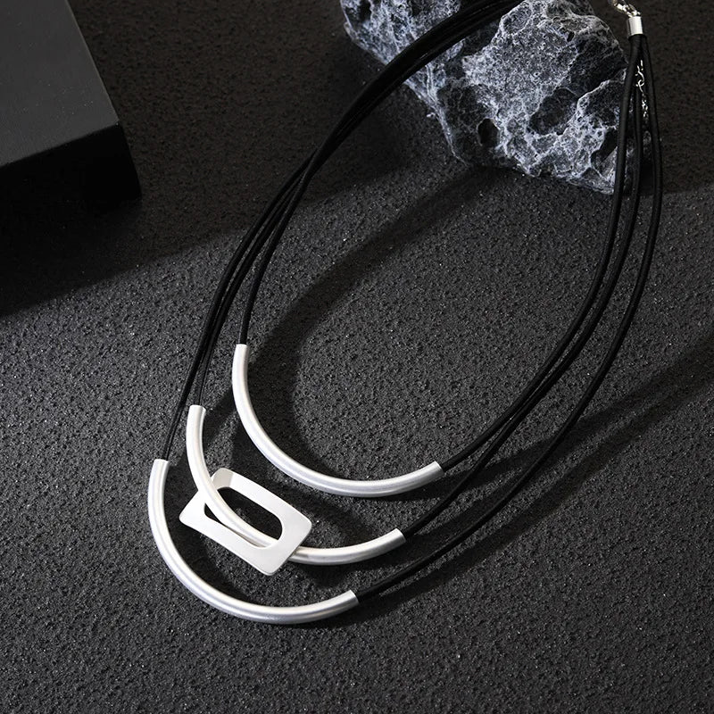 FBA Arrow Necklace Matte Black Agate Hematite Beaded | Minimalist Unisex Jewelry