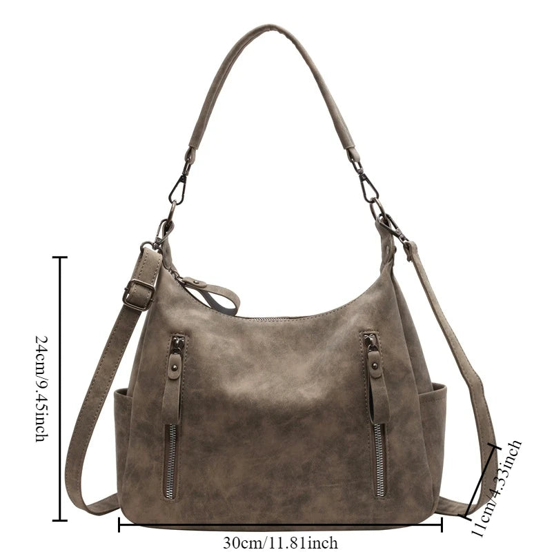 Women's PU Bucket Tote Bag – Large Capacity Crossbody & Commuter Shoulder Bag