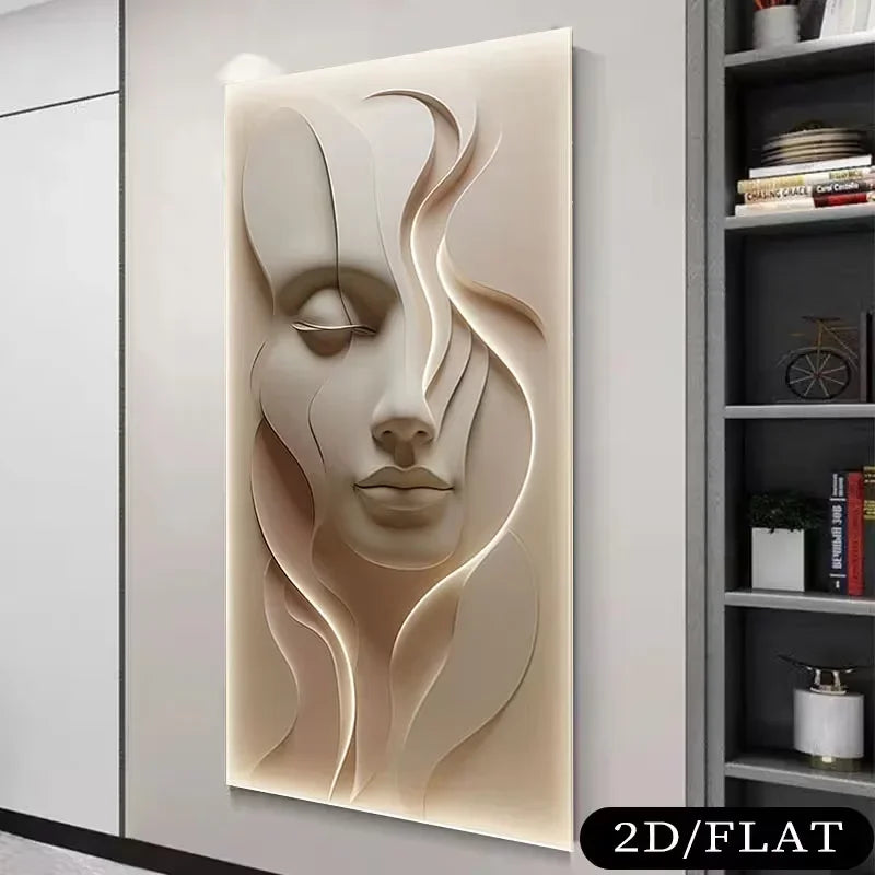 Abstract Face Canvas Print | Soft Pink Modern Wall Art | FBA Vibes