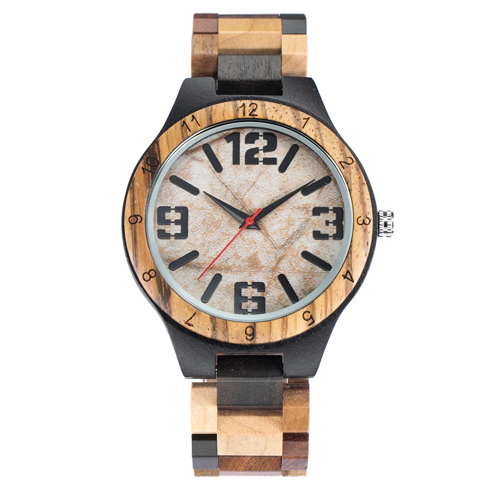 FBA Men's Dual Display Wood Watch | Vintage Retro Analog-Digital Wristwatch