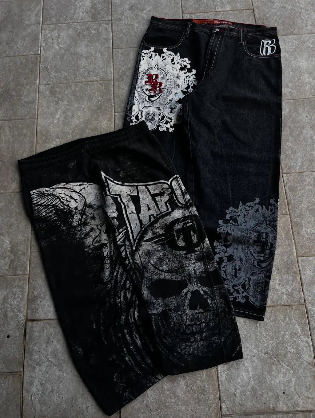 Men's Y2K Retro Oversized Print Wide-Leg Jeans – Hip Hop Gothic Harajuku Straight Denim Pants | S–XXL | FBA Vibes