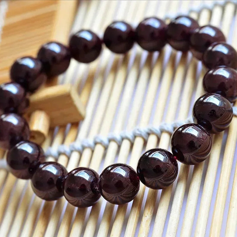 FBA Natural Garnet Beaded Charm Bracelet | Men's & Women's Jewelry