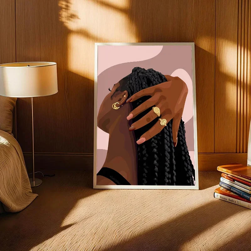 Hip Hop Black Girl Gold Jewelry Canvas Print | Afro Woman Wall Art