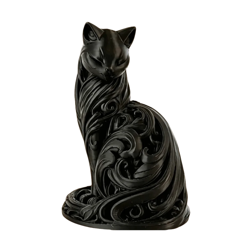 Nordic-Style 3D Printed Cat Statue | Hollow Carving Sitting Cat Sculpture for Home & Bedroom Decor