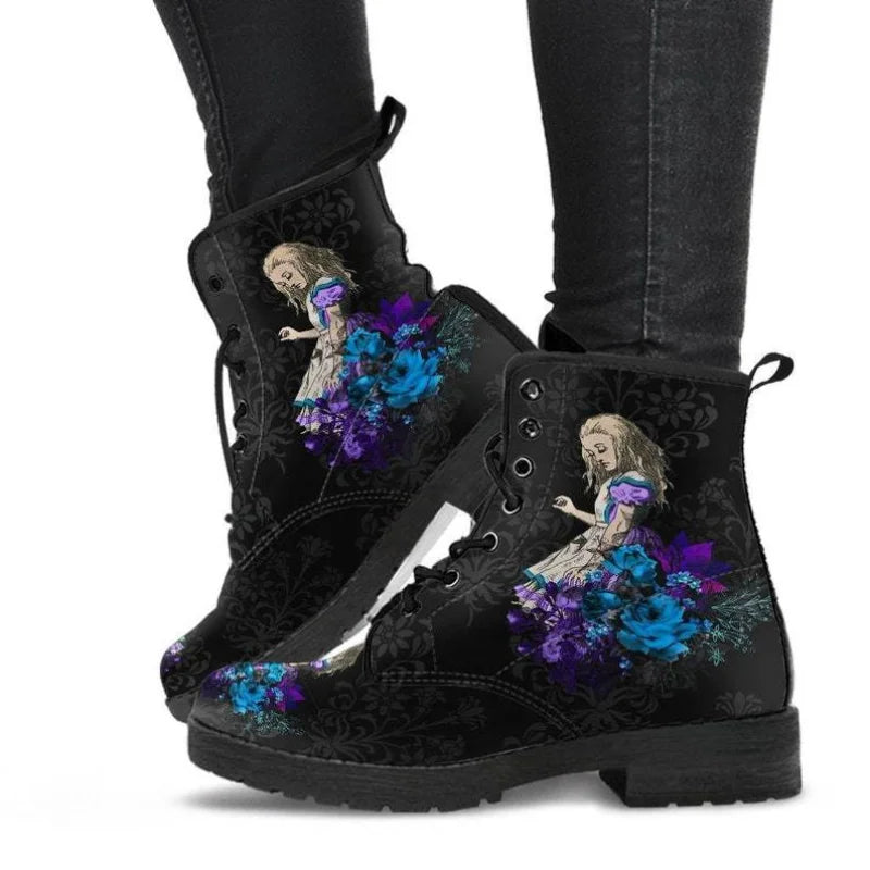 Women's British Punk Skull Print High-Top Ankle Boot