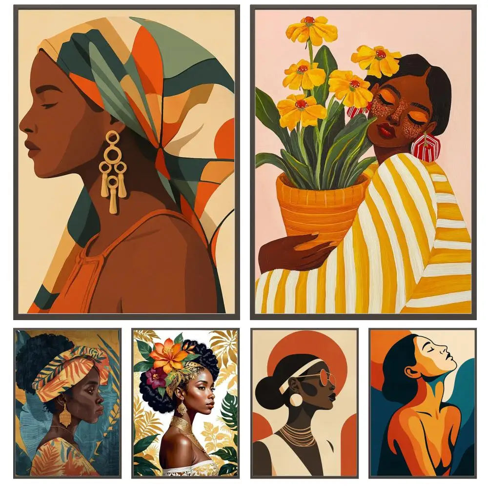 African Women Abstract Art Poster | HD Waterproof Self-Adhesive Wall Decor for Any Space