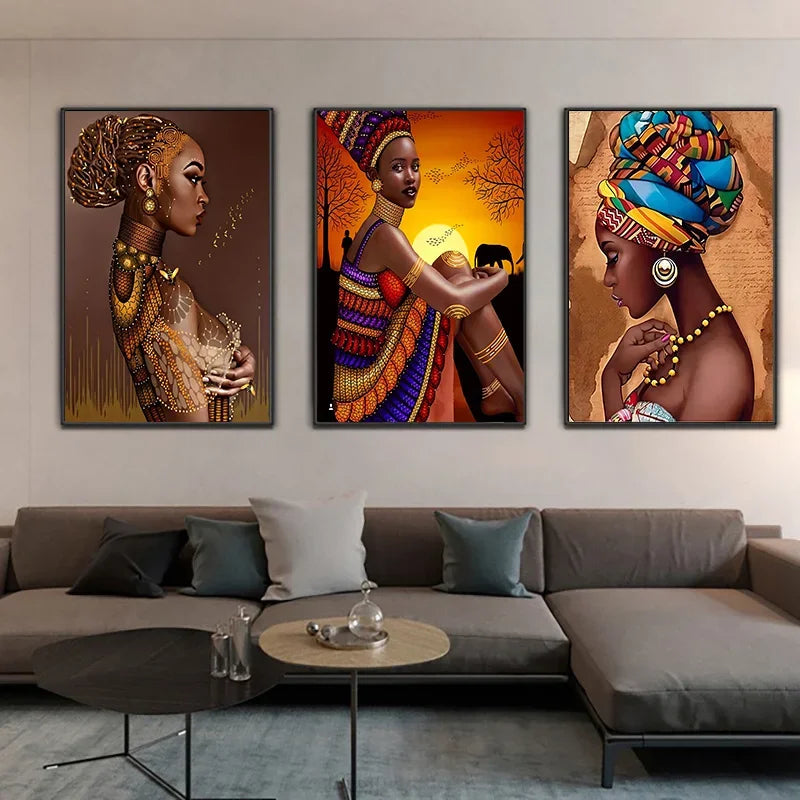 African Woman Canvas Painting | Black Women Wall Art Poster