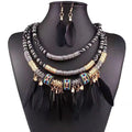FBA Ethnic Feather Choker Necklace & Earring Set | Women's Jewelry