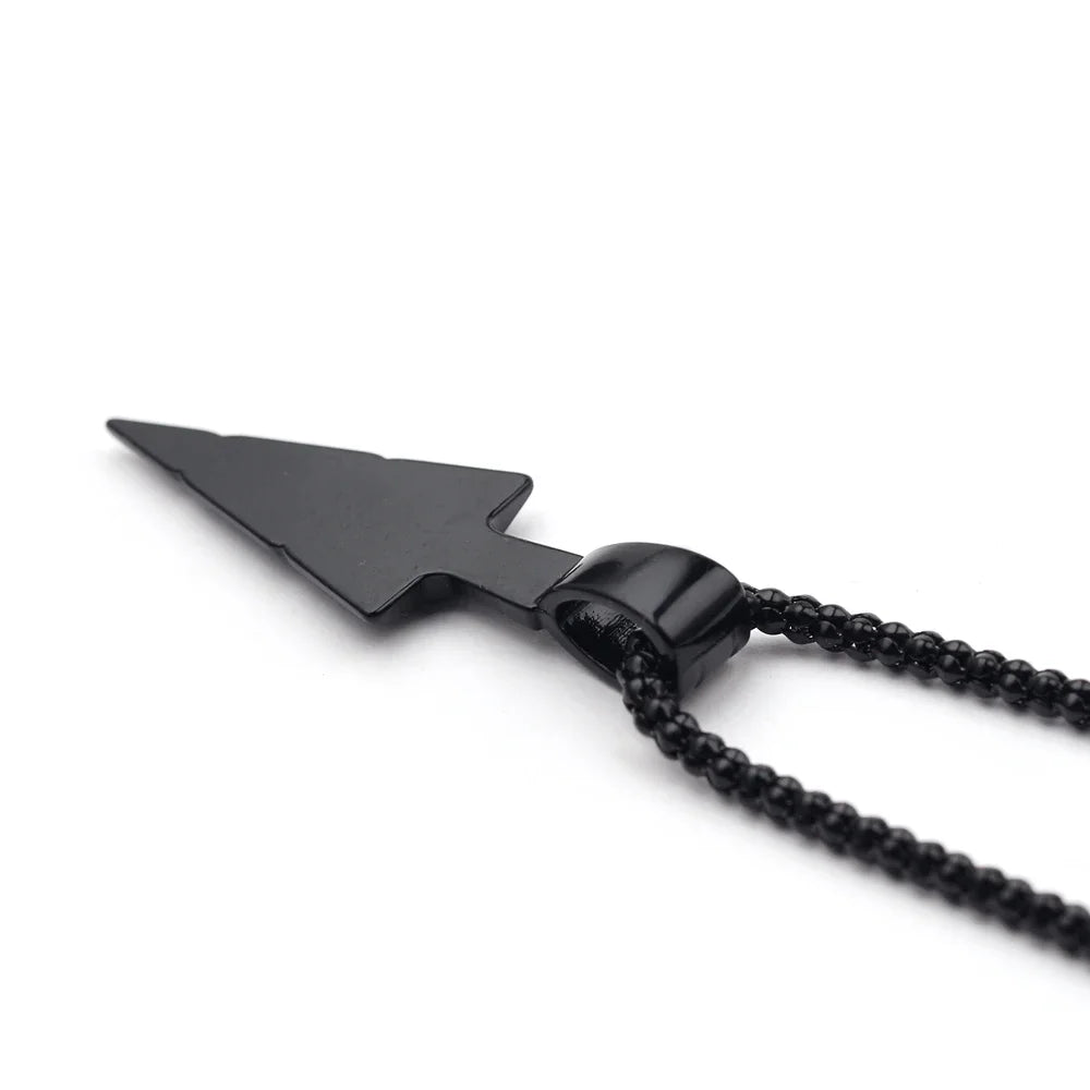 FBA Men's Black Long Arrow Pendant Necklace | Hip Hop Punk Rock Jewelry