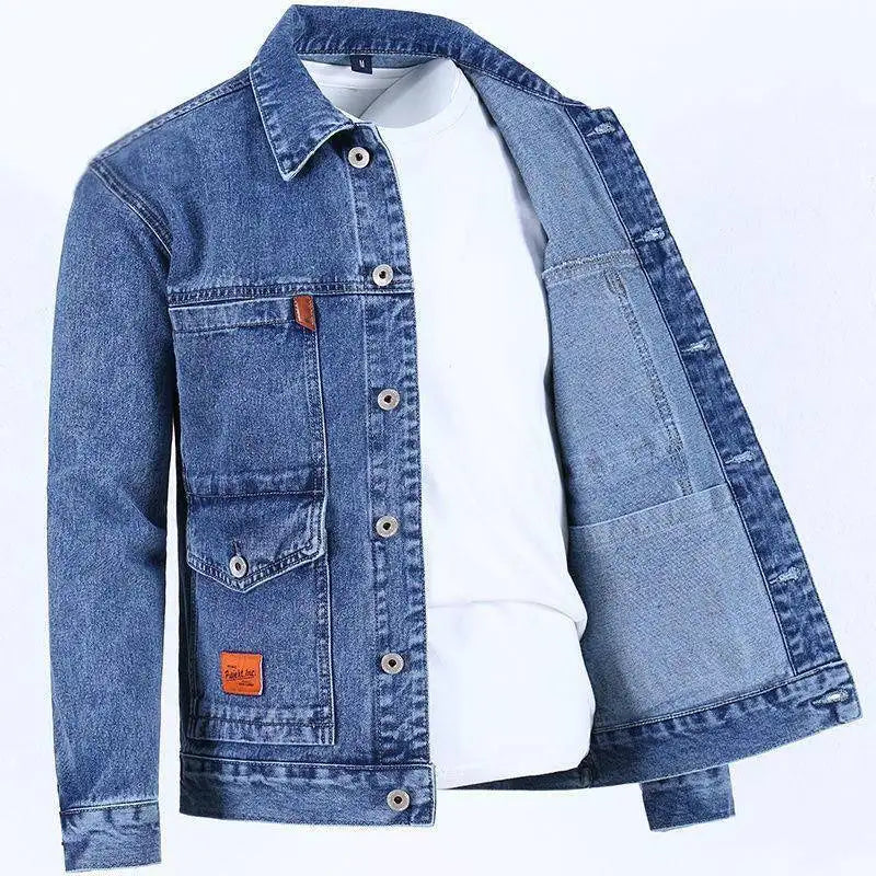 Men's Workwear Denim Jacket – Trendy Loose Fit | 4 Colors | M–5XL | FBA Vibes