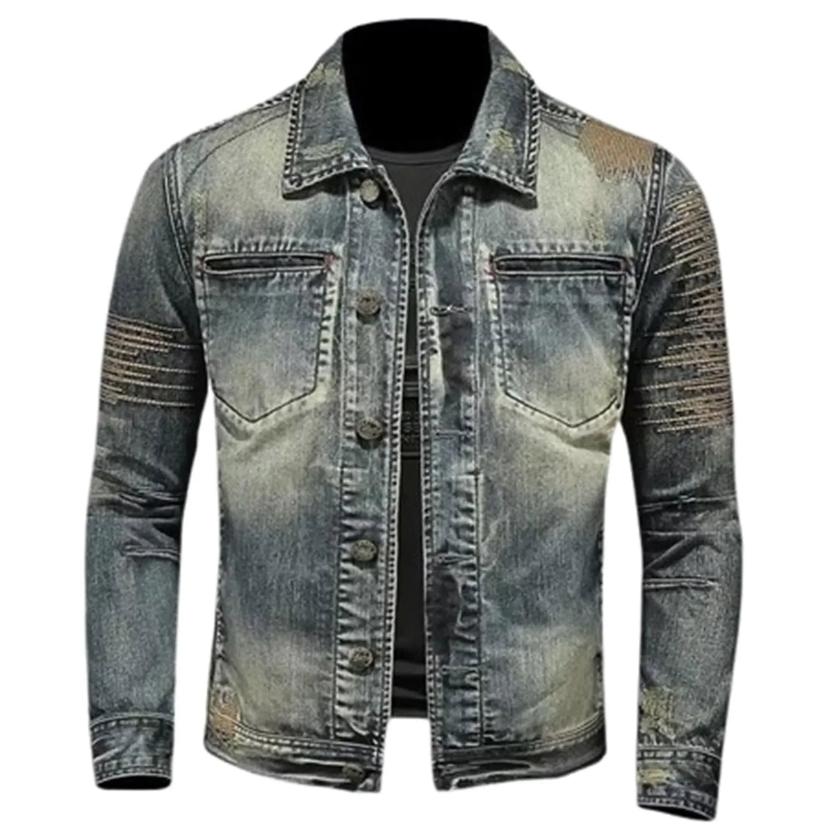 Men's Vintage Slim Fit Denim Jacket – Cowboy Trucker Motorcycle Jean Coat | Blue | M–4XL | FBA Vibes