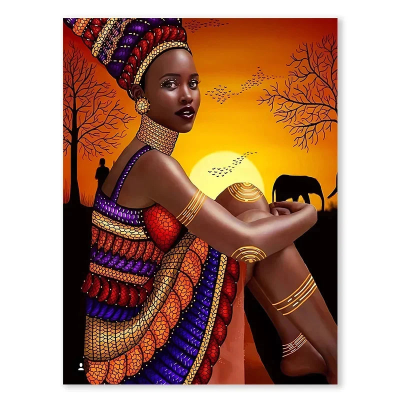 African Woman Canvas Painting | Black Women Wall Art Poster