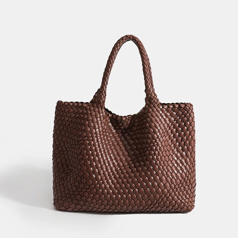 PU Woven Hobo Tote Bag with Coin Purse for Women – Soft Foldable Top-Handle Shoulder Bag