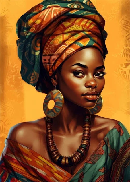 African Woman Abstract Art Canvas Print | Africa Girl Portrait Poster for Living Room Wall Decor