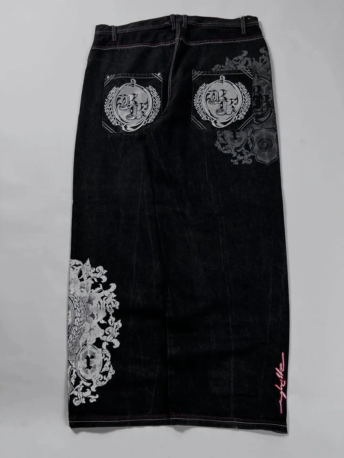 Men's Y2K Retro Oversized Print Wide-Leg Jeans – Hip Hop Gothic Harajuku Straight Denim Pants | S–XXL | FBA Vibes