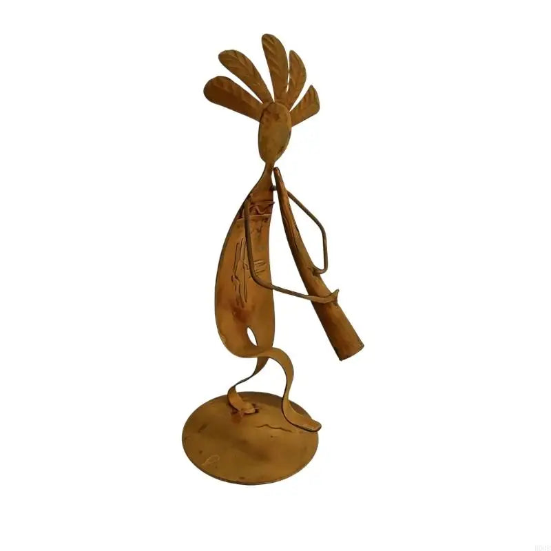 Vintage Indian Trumpet Player Iron Figurine | Rustic Home Decor Sculpture
