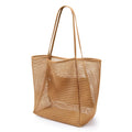 Women's Large Capacity Polyester Woven Beach Tote Bag – Durable Open Top Shoulder Bag for Travel & Shopping