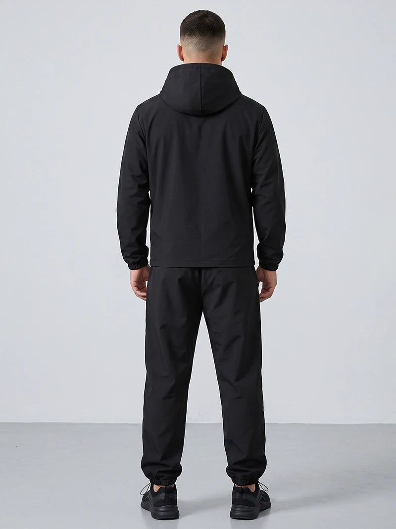 Men's 2-Piece Hooded Windbreaker Tracksuit Set – Full Zip Jacket & Quick-Dry Jogger Pants | FBA Vibes