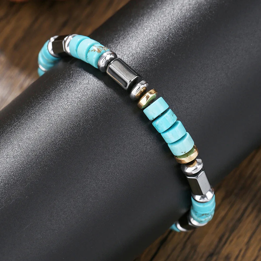 FBA Minimalist Turquoise Bead Bracelet for Men | Casual Jewelry Gift