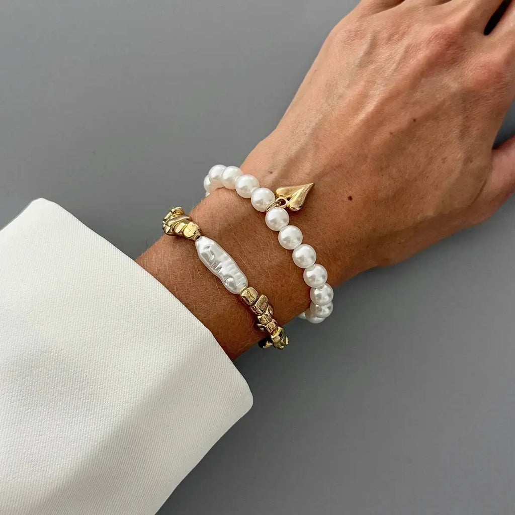 FBA Elegant Imitation Pearl Heart Bracelet for Women | Boho Jewelry Gift