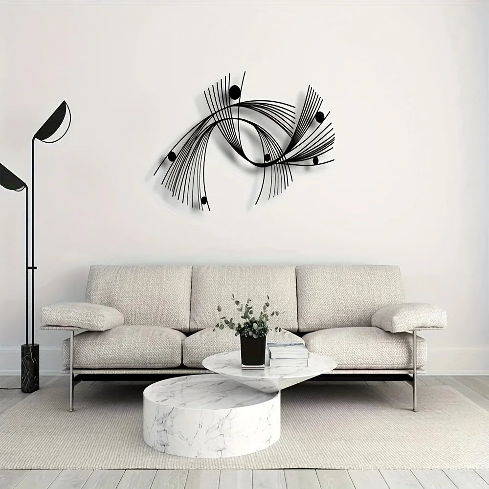 Modern Abstract Geometric Metal Wall Art | Minimalist Linear Sculpture for Home & Office Decor