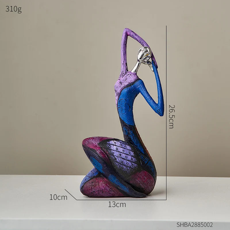 Abstract Female Sculpture | Hand-Painted Resin Art Figurine for Living Room, Desk & Home Decor