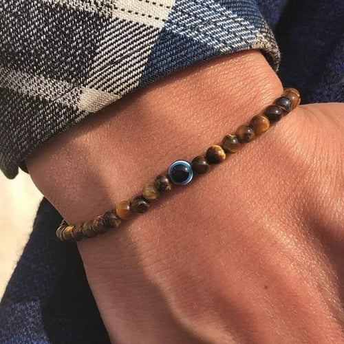 FBA Boho Tiger Eye Evil Eye Elastic Bracelet | Travel Jewelry Gift