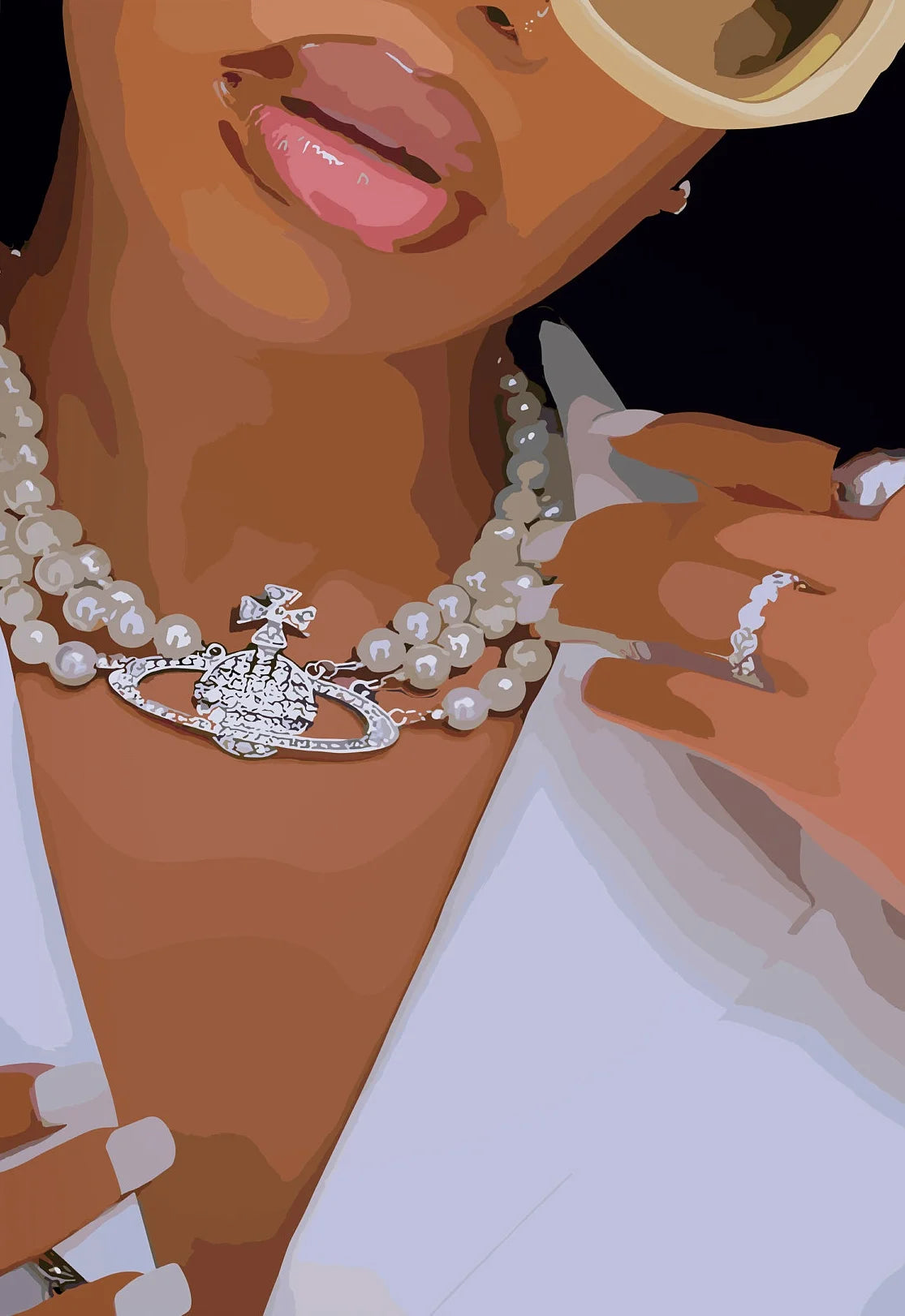 Hip Hop Black Girl Gold Jewelry Canvas Print | Afro Wall Art | FBA Vibes