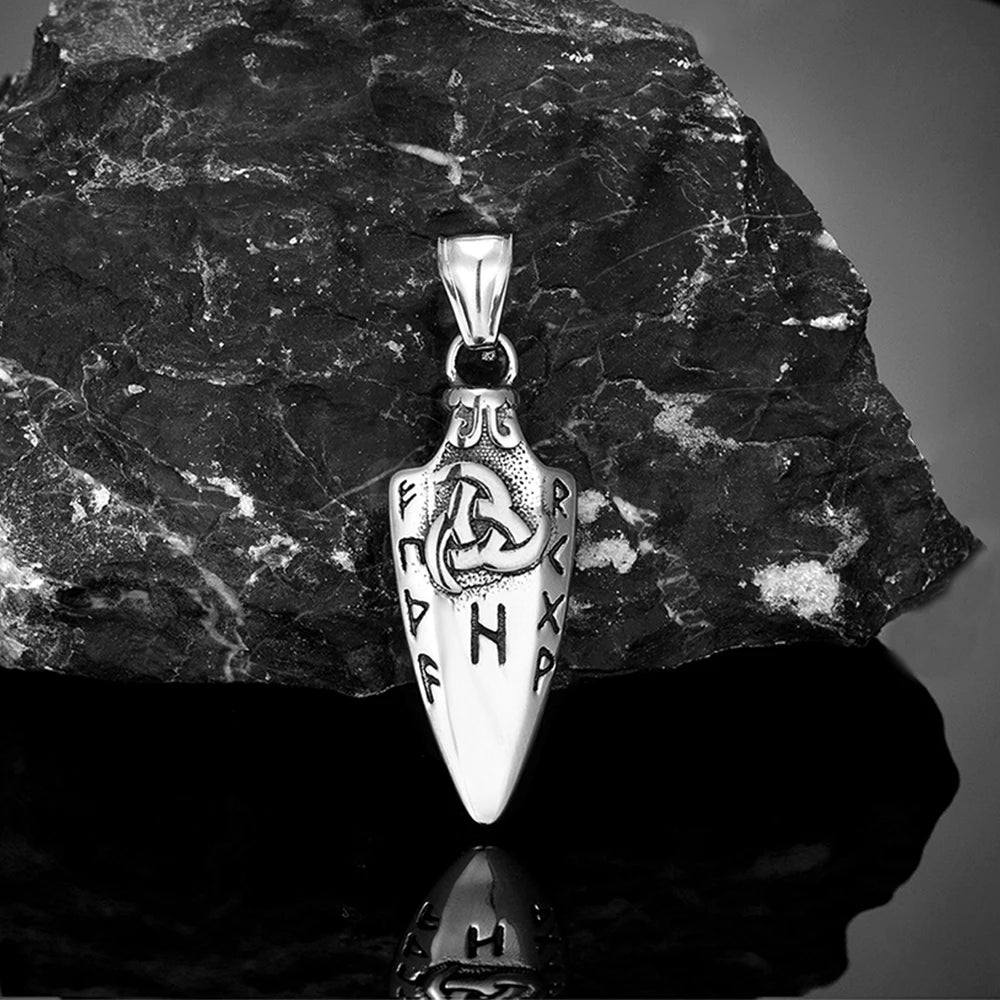 FBA Norse Runes Odin's Spear Gungnir Necklace | Viking Valknut Talisman Jewelry