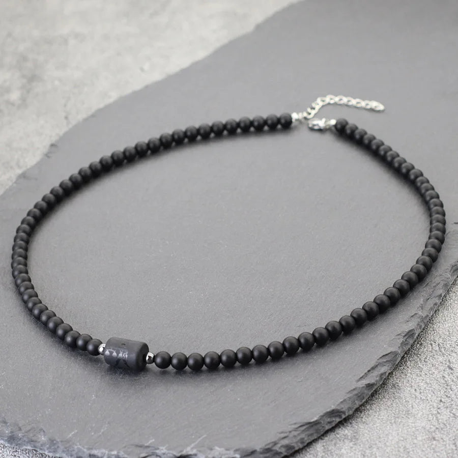 FBA 12 Constellations Black Onyx Beaded Necklace | Men's Jewelry