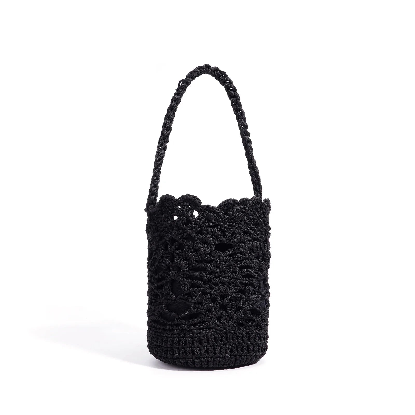 Women's Mini Woven Cutout Bucket Crossbody Bag – Boho Beach Summer Vacation Shoulder Purse