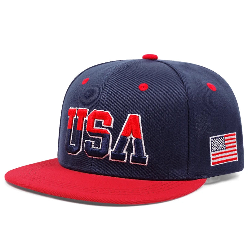 USA Flag Embroidered Snapback Baseball Cap | FBA Vibes
