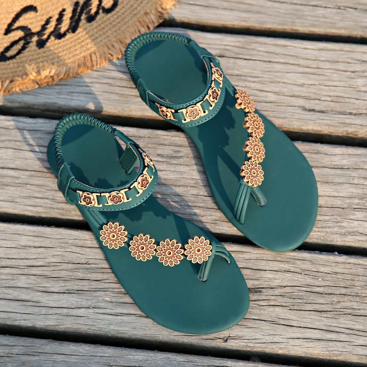 FBA Women's Bohemian Toe Loop Beach Sandals | Stylish Flat Shoes