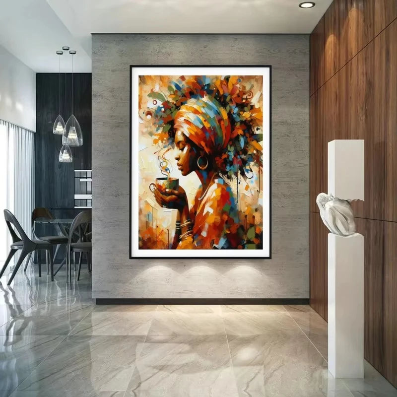 Black Woman Relaxing Canvas Print | Cool Girl Reading Book Afro Wall Art