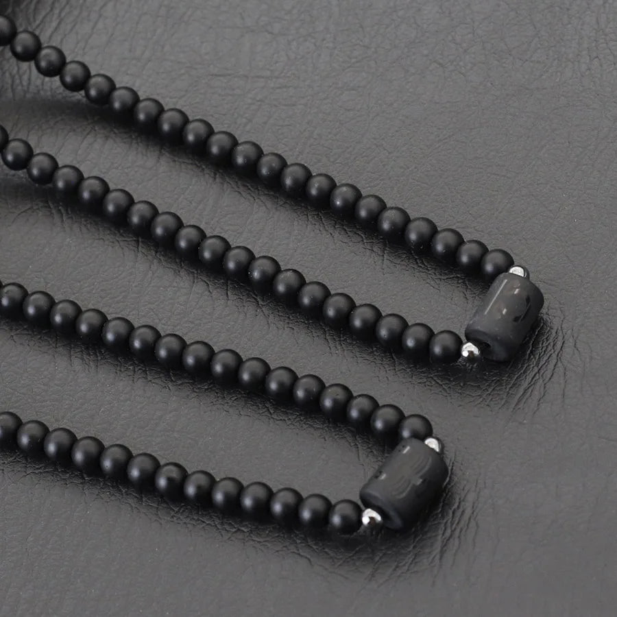 FBA 12 Constellations Black Onyx Beaded Necklace | Men's Jewelry
