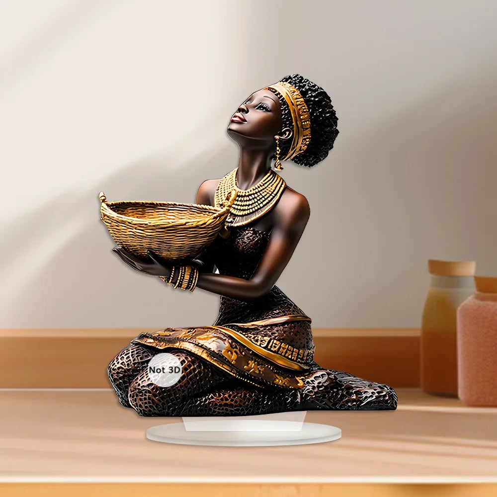 African Women Prayer Acrylic Sculpture | Desktop Decorative Ornament for Home & Living Room