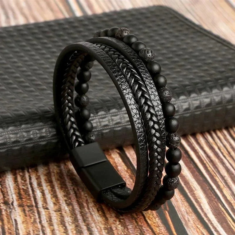 FBA Men's Tiger Eye Multilayer Leather Bracelet | Classic Fashion Jewelry