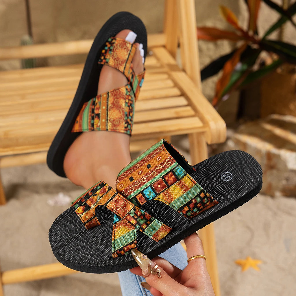 FBA Women's Platform Beach Slides | Colorful Open Toe Summer Slippers