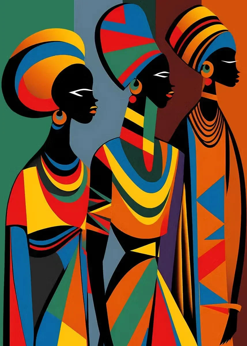 African Women Abstract Canvas Print | Elegant Nature Wall Art for Living Room Home Decor