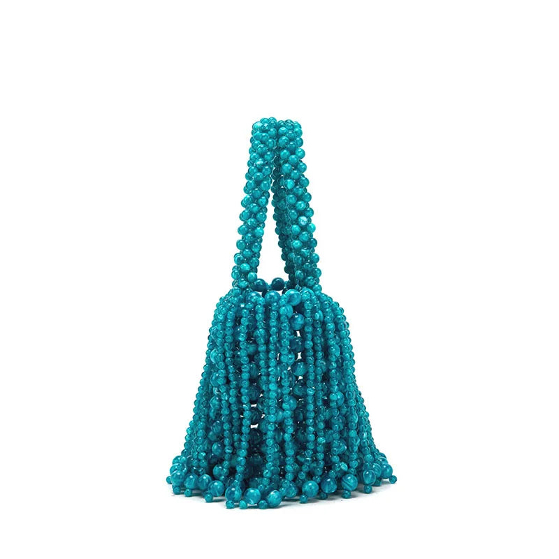 Handmade Beaded Woven Mini Handbag for Women – Luxury Hollow-Out Party Bag
