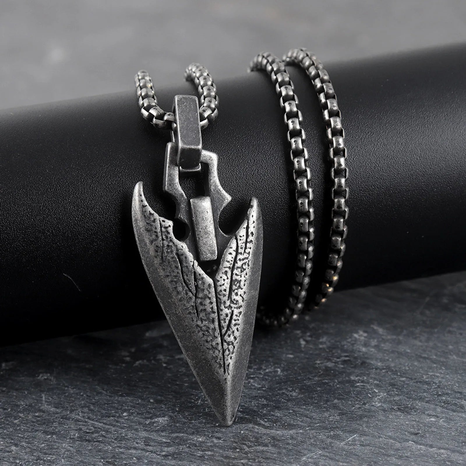 FBA Spear Point Arrowhead Necklace for Men | Stainless Steel Punk Jewelry