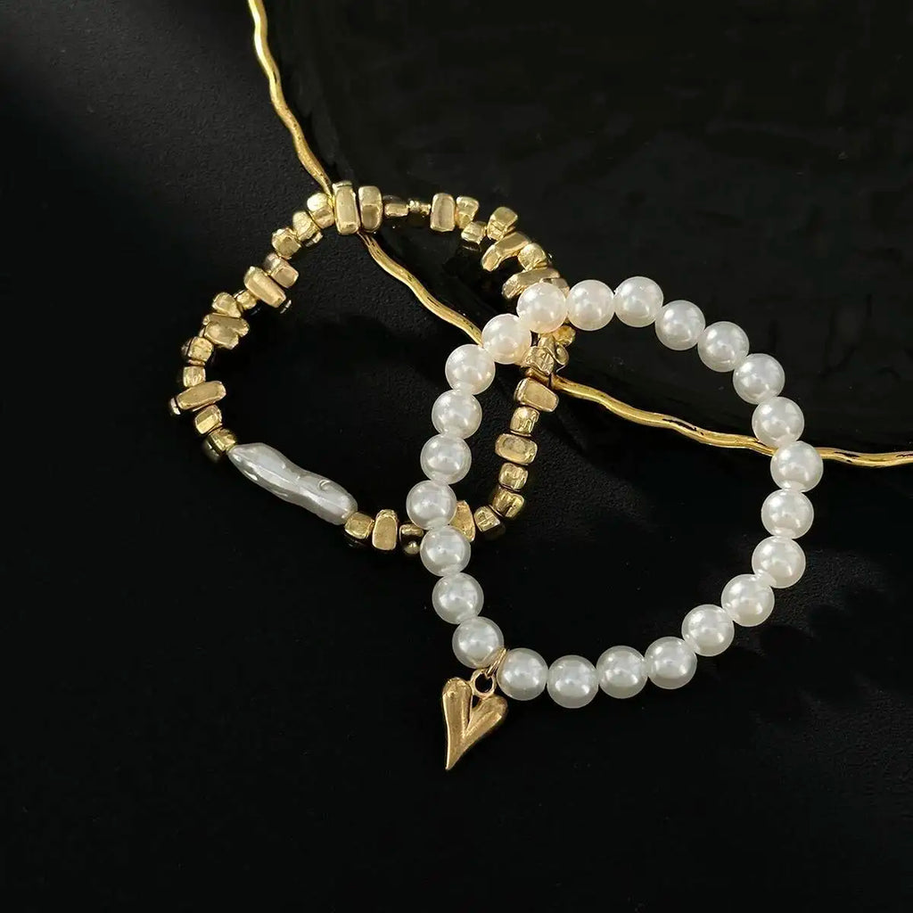FBA Elegant Imitation Pearl Heart Bracelet for Women | Boho Jewelry Gift