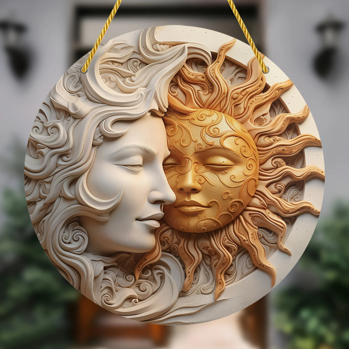Bohemian Sun & Moon Acrylic Round Wall Art | Celestial Window Decor & Wreath Sign for Home & Garden