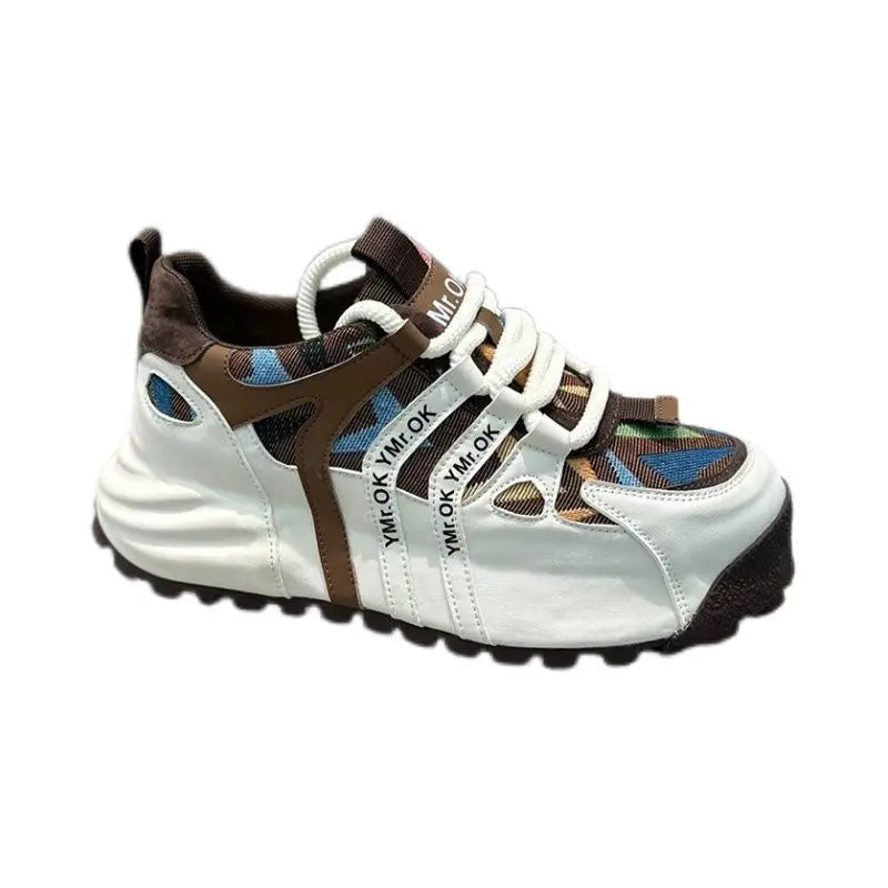 FBA Men's Leather Fabric Casual Dad Shoes | Low-Key Board Shoes