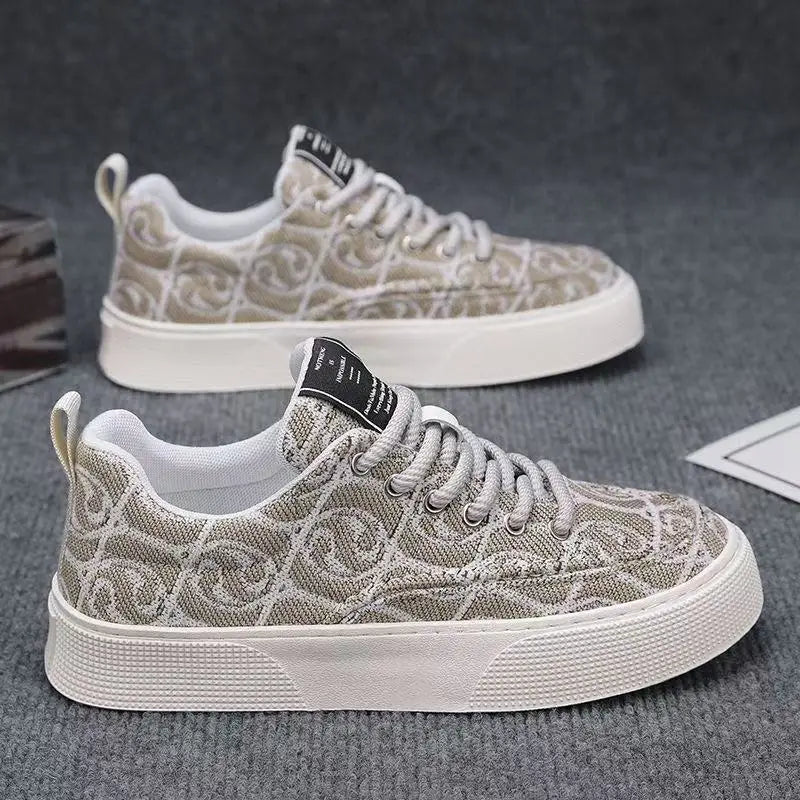 FBA Men's Ethnic Style Platform Board Shoes | Breathable Flat Sneakers