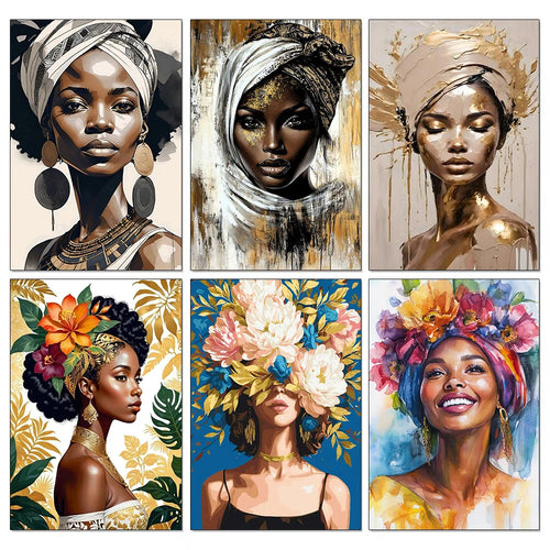 Abstract African Woman Diamond Painting Kit | Full Drill 5D DIY Mosaic Art