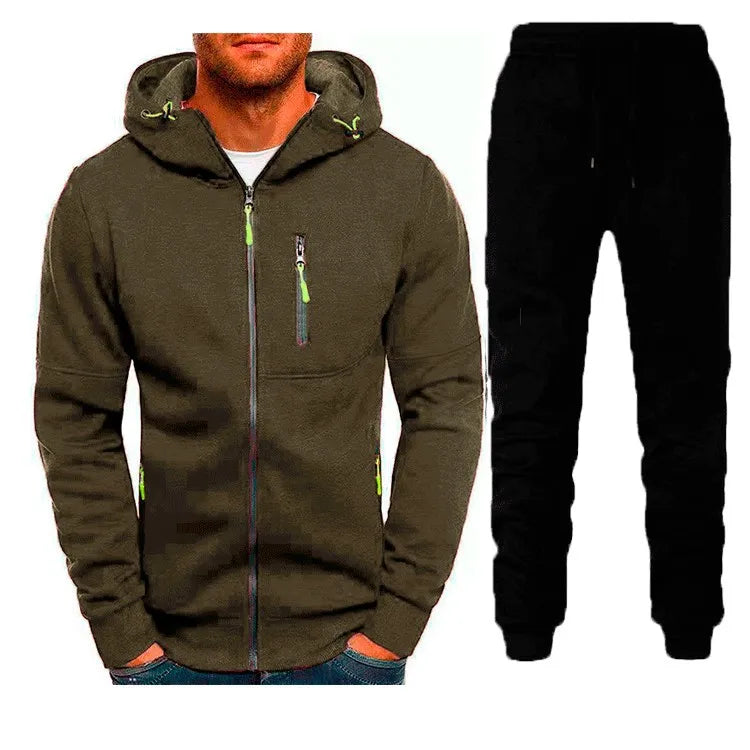 Men's 2-Piece Zip-Up Hoodie & Jogger Tracksuit Set – Fleece Sportswear Running Training Sweatsuit | Multiple Colors | S–3XL | FBA Vibes