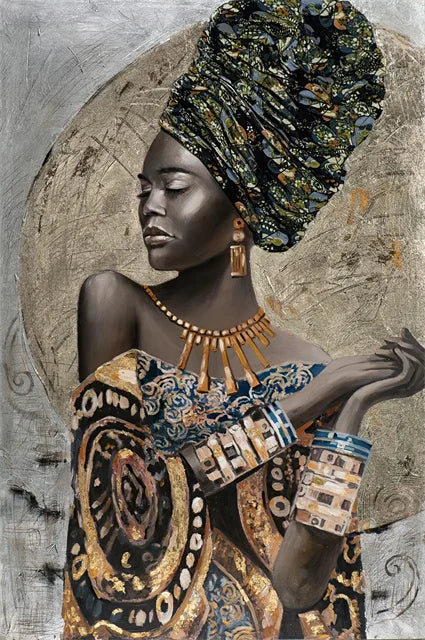 African Woman Abstract Art Canvas Print | Africa Girl Portrait Poster for Living Room Wall Decor